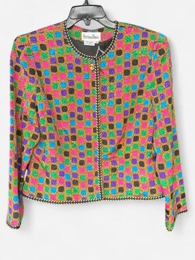 Petites for Maggy Multicolor Patterned Women's Jacket